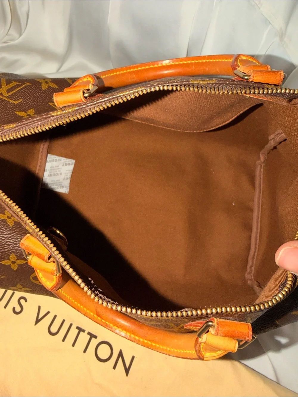 Louis Vuitton Brown Monogram Speedy Bag 30 with Tan Leather Trim